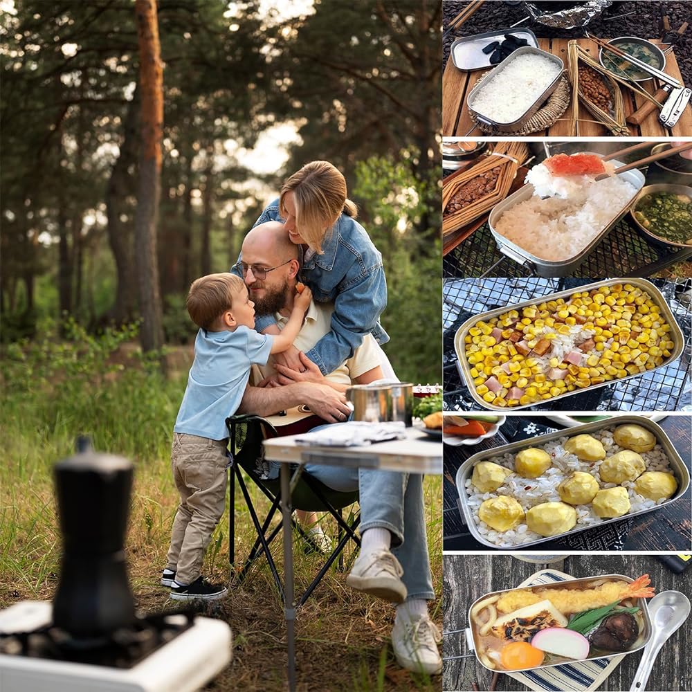 Snow Camp Camping Equipment Mestin 800ml Set Camping Rice Cooker 2 Cups Deburred Outdoor Utensils Semi-Automatic Rice Cooker for Disasters (Set of 11)