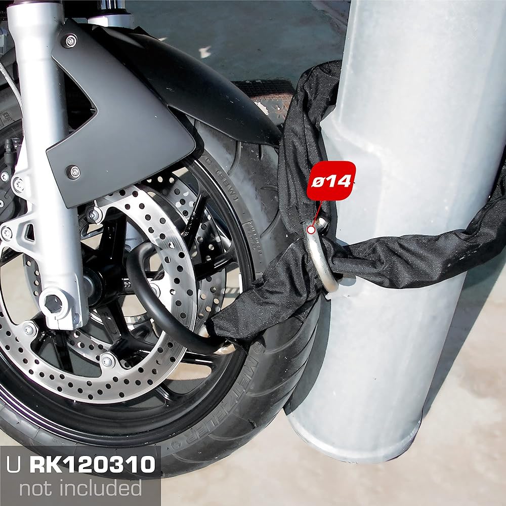 RADIKAL RK14120L Anti-Theft Motorcycle Scooter Chain 14mm Diameter with Loop System Length 120cm
