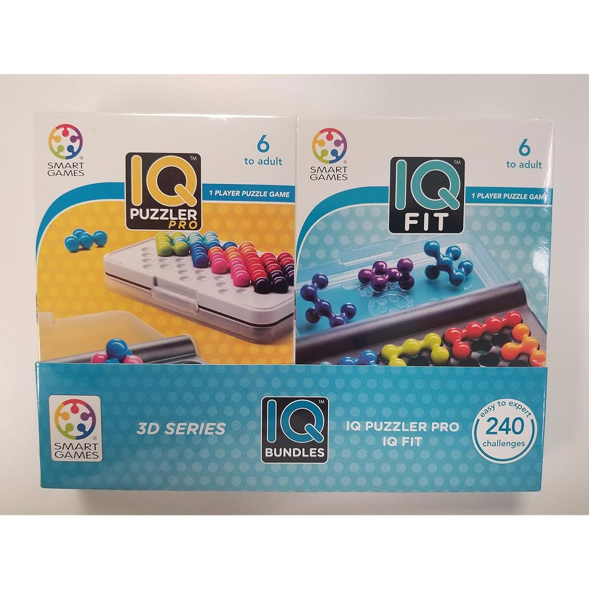SmartGames IQ Bundle 3D Series IQ Puzzler Pro & IQ Fit 240 Sharanji Ages 6-Adult