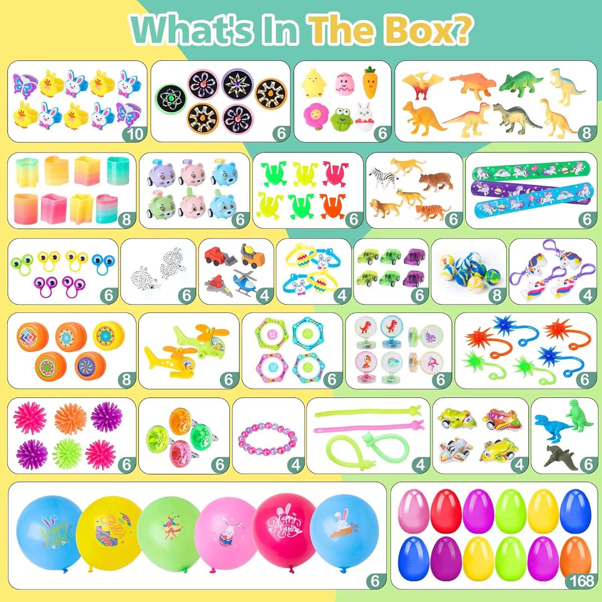 Letapa 168 Easter Eggs Party Favors Assortment for Kids Girls Boys