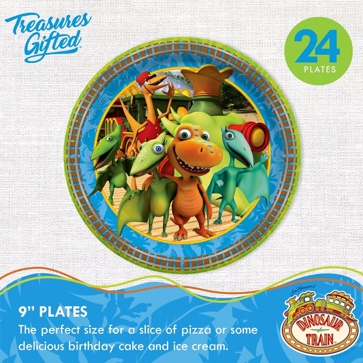 Treasures Gifts Dinosaur Train Birthday Party Supplies - Serves 24 - Tableware Starter Set - Dinosaur Train Party Supplies Includes Dinosaur Plates & Dinosaur Train Napkins