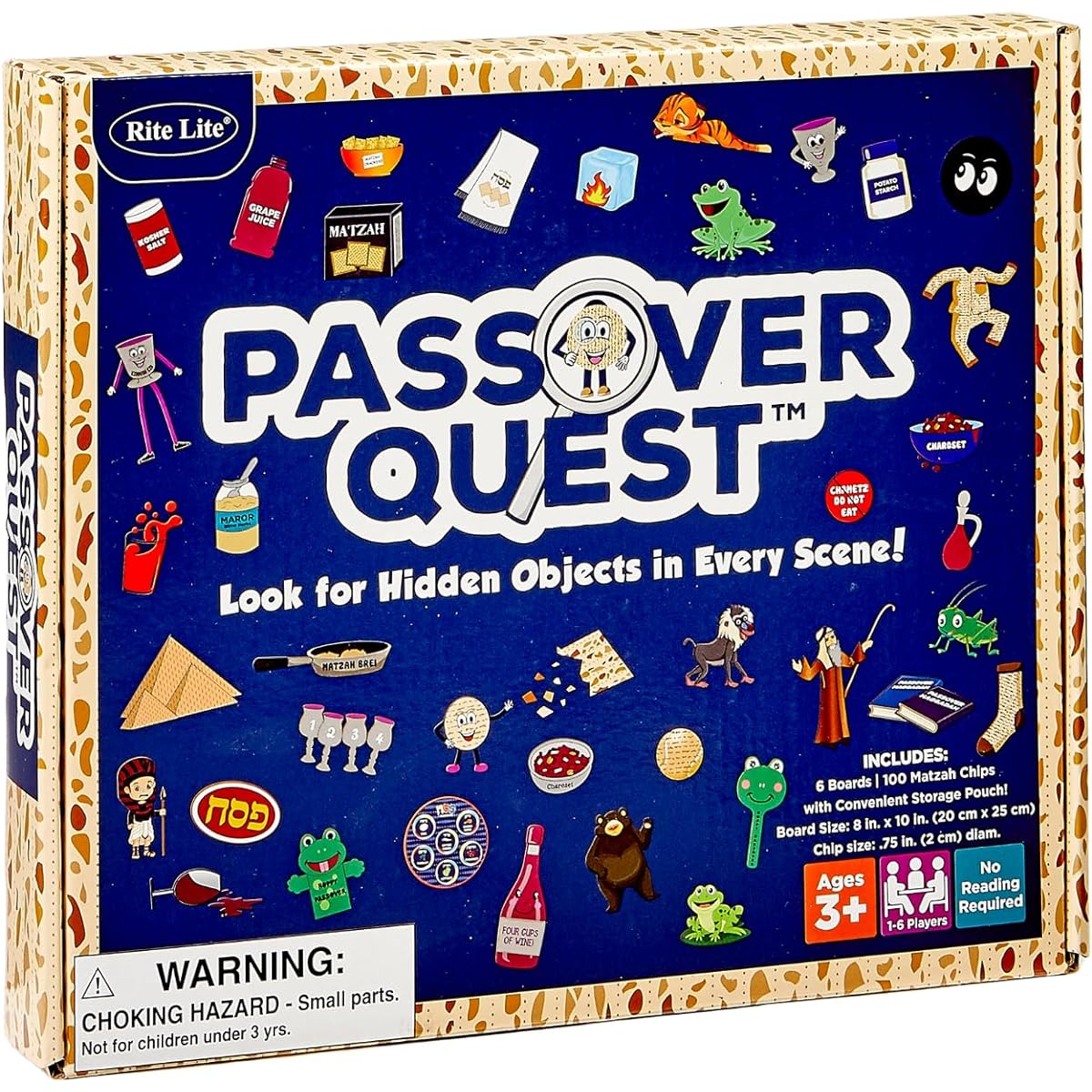 Rite Lite Passover Quest Game by Rite Passover Gifts Activity Jewish Pesach Seder Holiday Party Favors - Be the First to Find the Passover Icon in All 6 Scenes! 100 Matzah Chips Serves 1-6 Hours of Fun