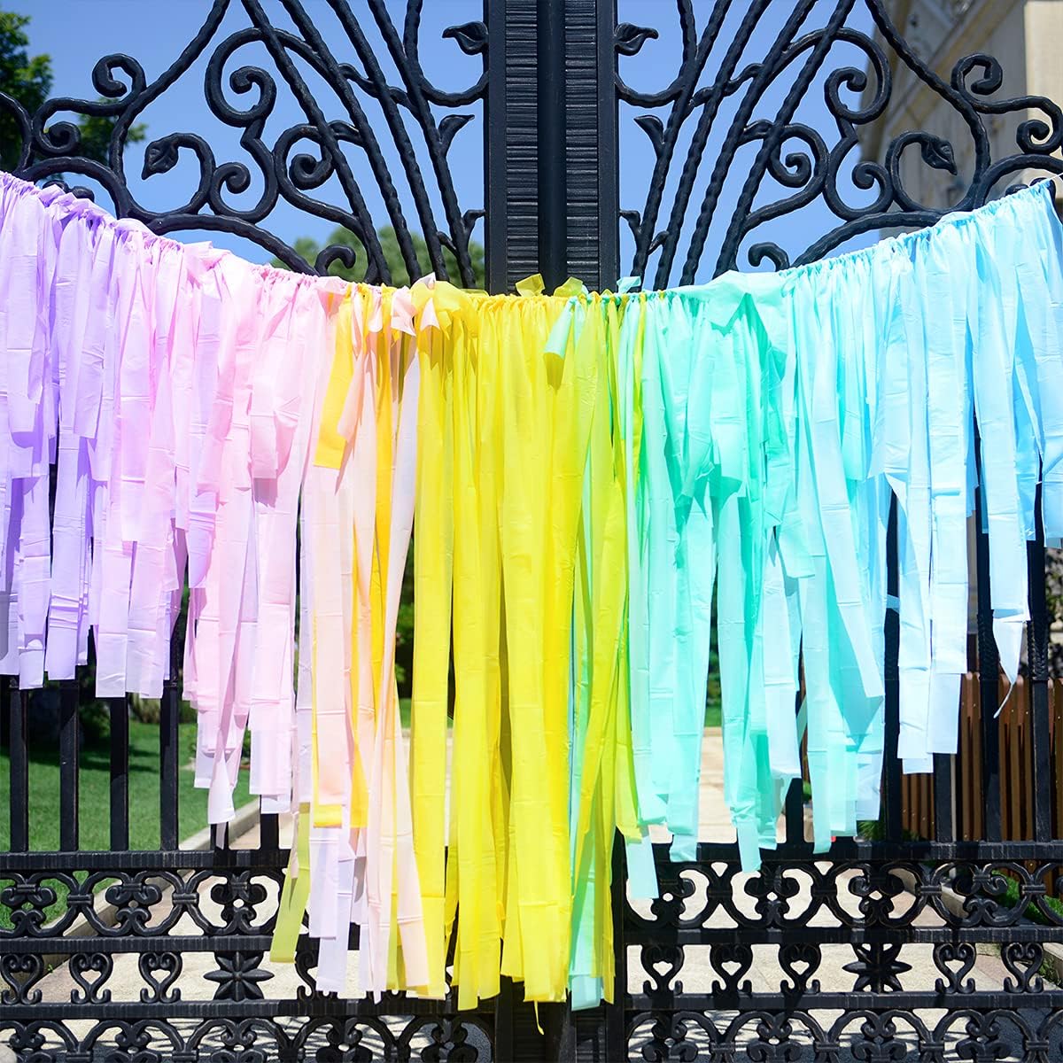 Melody Fantasy Ice Cream Party 200pcs Plastic Strips Streamers Backdrop Pastel Streamers Fringe Curtains Rainbow Backdrop Streamers for Girls Birthday Candyland Party Background Pastel Party Decorations