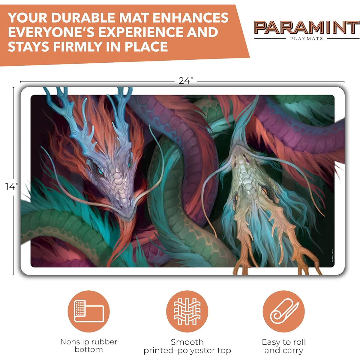 Paramint Dragons (Stitched) - MTG Playmat by Clint Cearley - Compatible for Magic the Gathering Playmat - Play MTG, YuGiOh, Pokemon, TCG - Original Play Mat Art Designs & Accessories