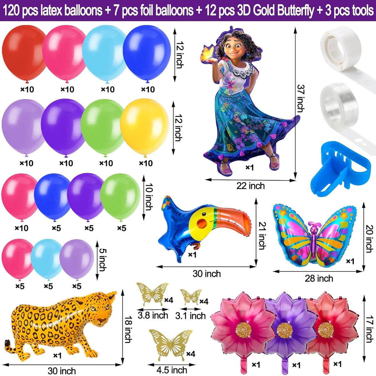Encanto Birthday Party Supplies, Balloon Garland Set