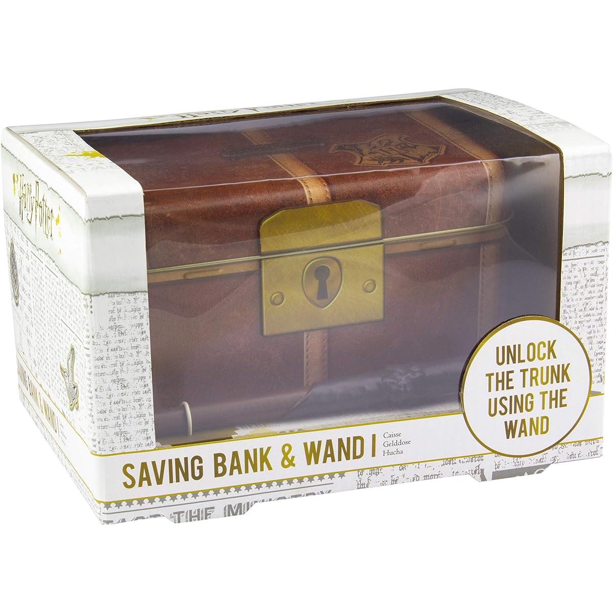 Paladone Savings Bank | Hogwarts inspired | Magical trunk design | Keep your money safe | Brown | 11 x 17 x 12 cm