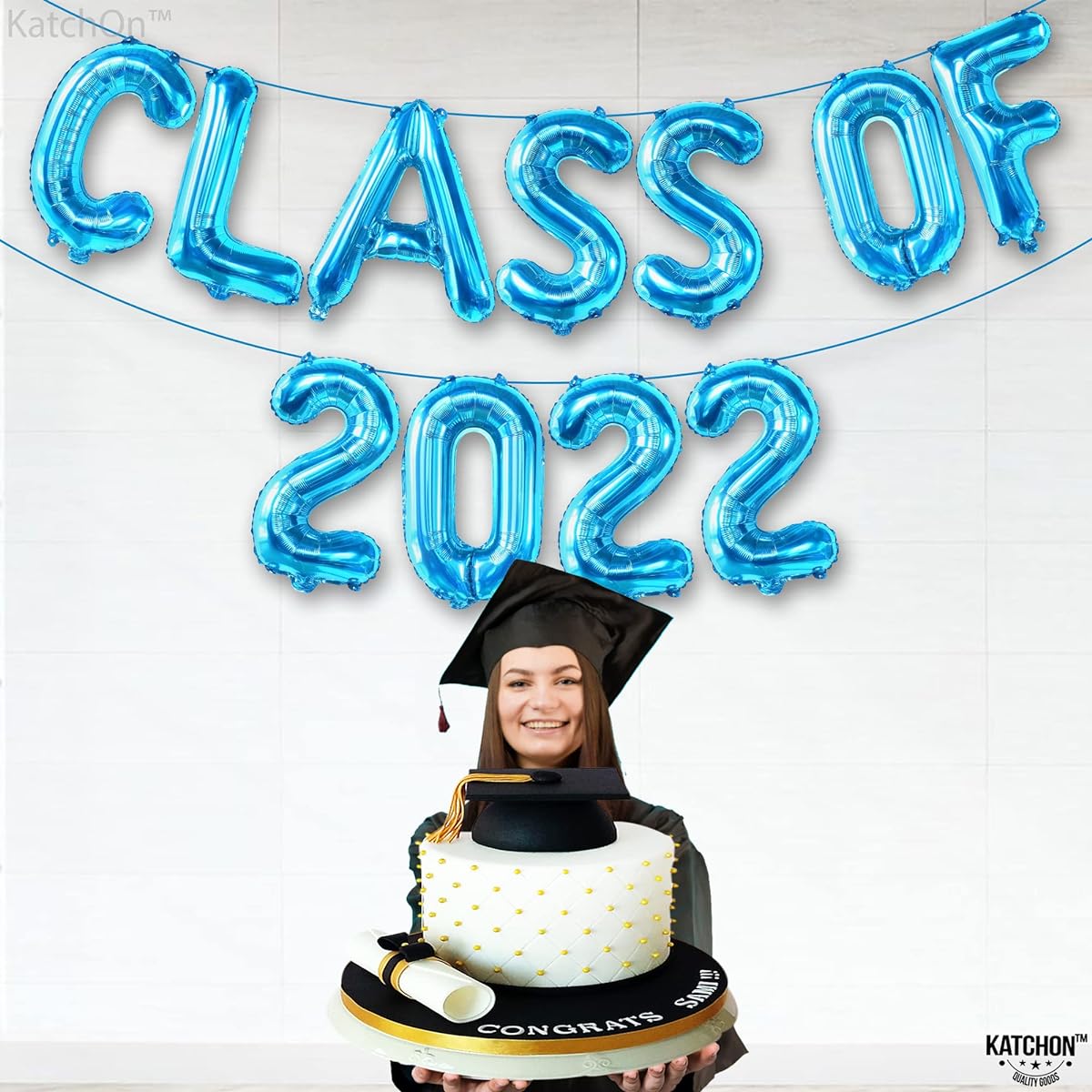 Blue Class Balloons of 2022 - 16 Inches | 2022 Banners for Graduation Party Decorations | Graduation Banners, 2022 Decorations | Graduation Banners | Graduation Anniversary Banners | Graduation 2022 Decorations