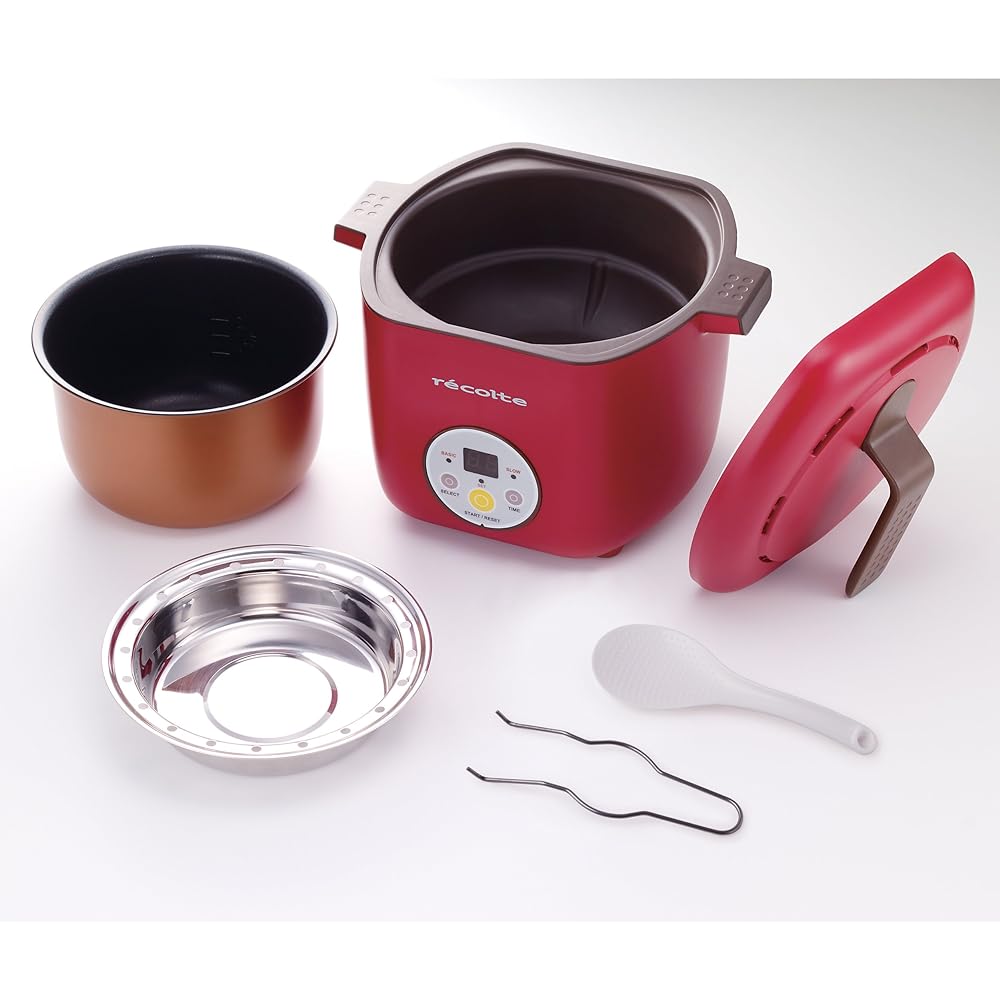 Recolto Healthy Kotokoto 2-tier simultaneous cooker red RHC-1R