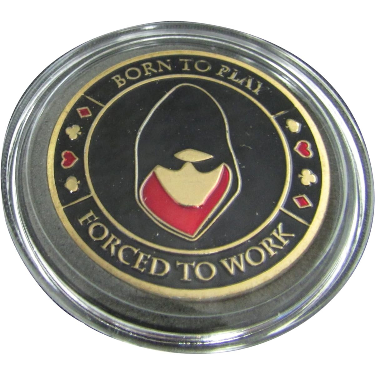 MRC Poker Hand Painted Poker Card Guard Cover Protector - Born to Play Forced to Work