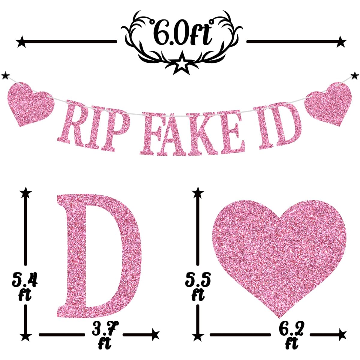 Pink Giltter Lip Fake ID Banner 21 Legal/Cheers to 21/Happy 21st Birthday/Twenty One/Finally 21 21st Birthday Party Decorations Supplies