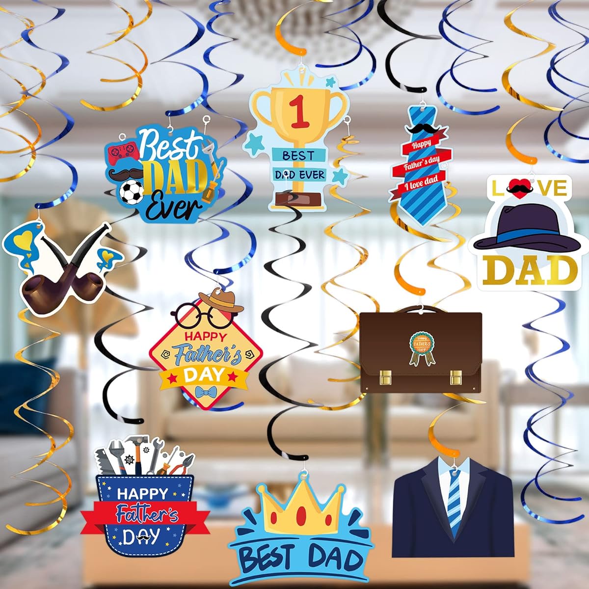 Happy Fathers Day Decorations Hanging Swirl Happy Fathers Day Hanging Ceiling Decoration Party Supplies for Bedroom Classroom Wall