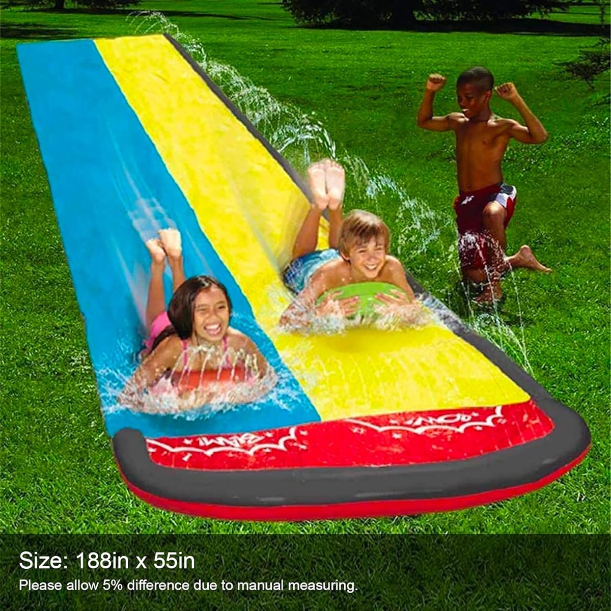 Backyard Double Water Slide Summer Fun Toy Long Water Slip & Slide Outdoor Water Toy for Kids & Adults