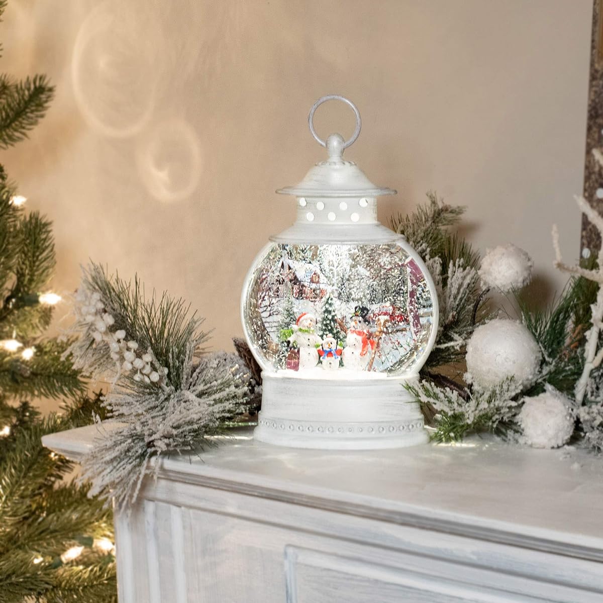 Roman 133295 LED Swirl Snowman Lantern Christmas Scene 11" Multicolor