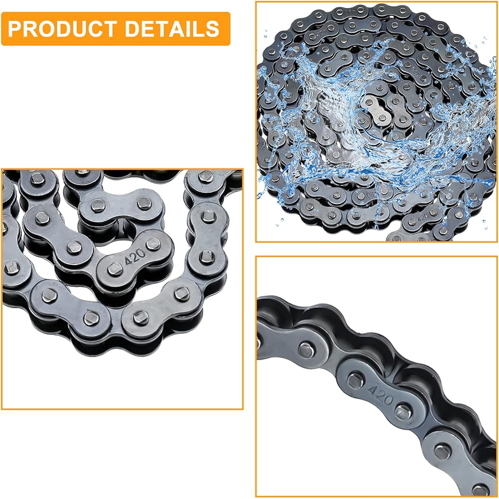Toolly 420 Motorcycle Chain and Chain Breaker Standard Roller Chain 132 Links for 50cc 70cc 90cc 110cc 125cc Dirt Bike ATV Quad Go Kart Modification