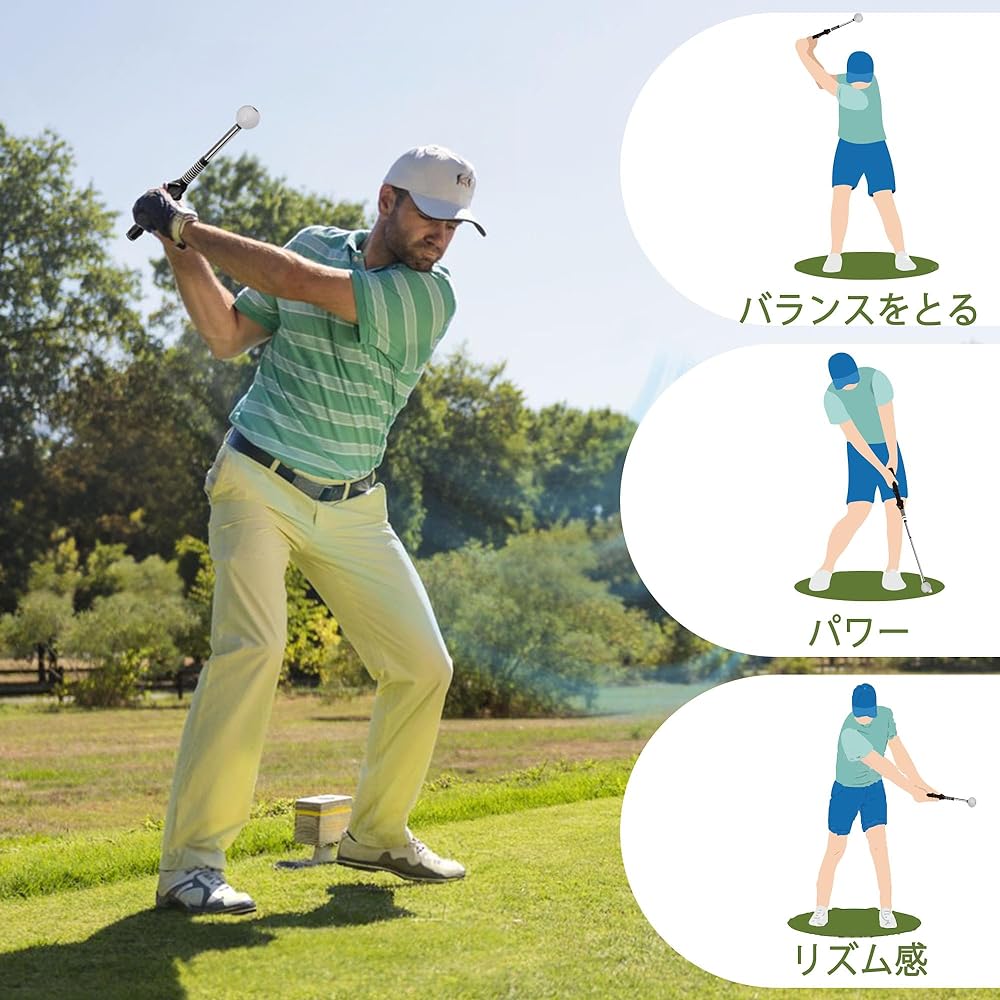 Golf practice swing equipment with corrective grip, telescopic swing trainer, golf practice swing, practice anytime and anywhere, increase distance
