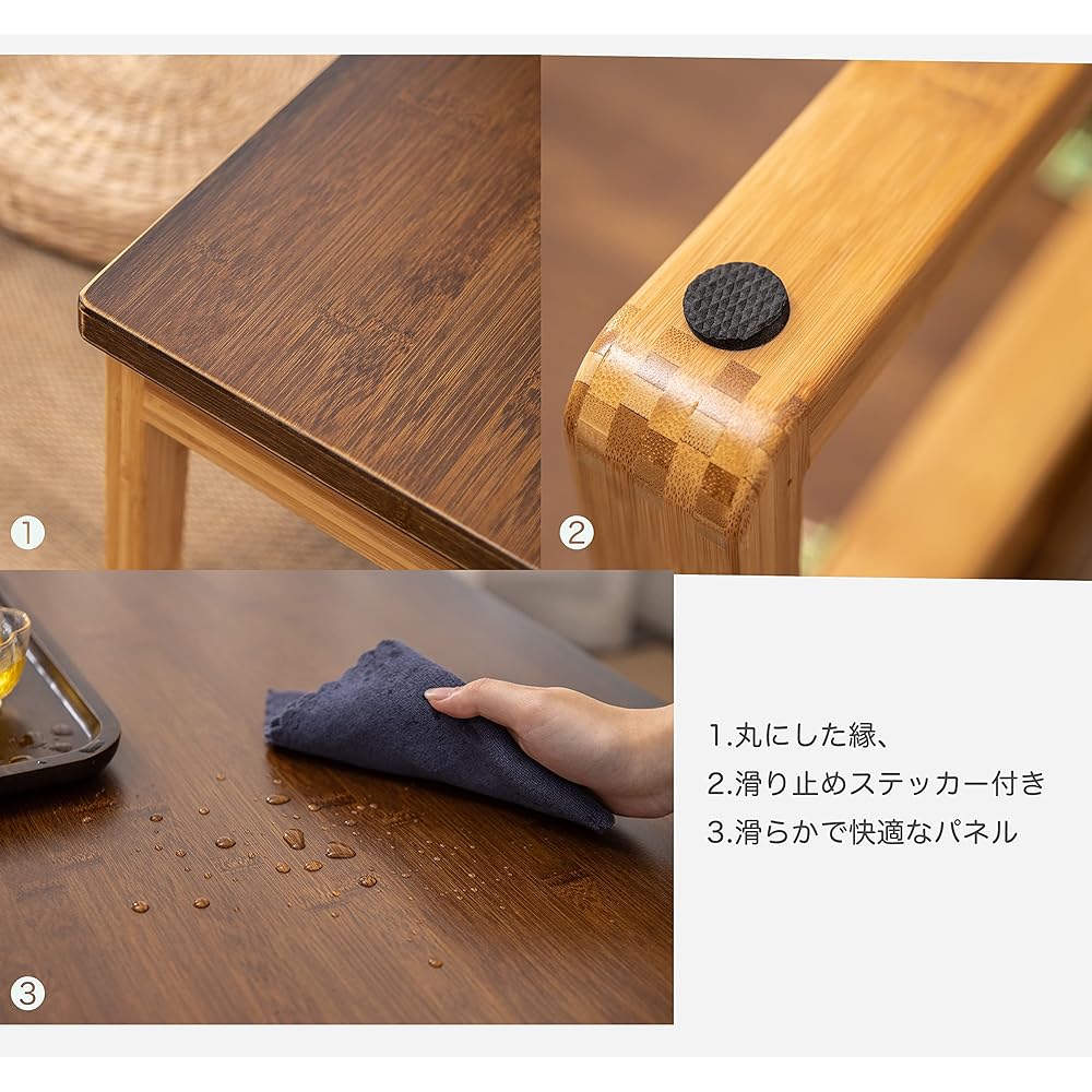 Japanese Room Table OIWAI Bamboo Chabudai Low Table Living Table Tea, Coffee Table Japanese Room Friendly Wonderful Luxury Product (Brown/Bamboo Primary Color, 60*40*25.5)