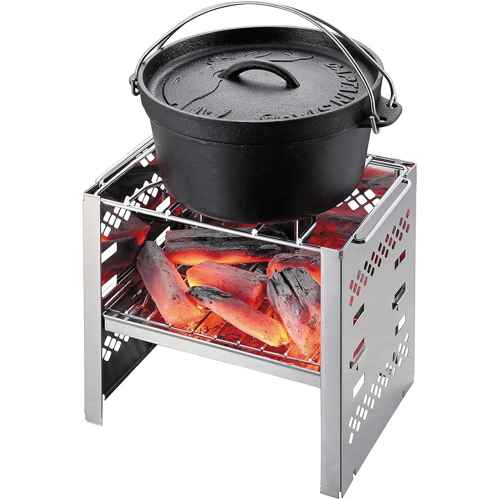 CAPTAIN STAG Camping Barbecue Dutch Oven Cast Iron 22cm No Seasoning Required UG-3061