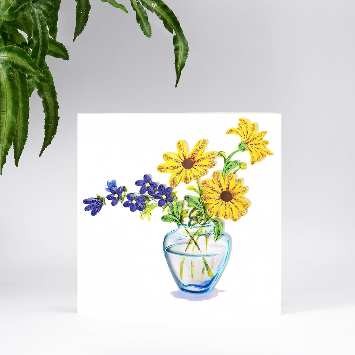 Quilting Card 3D Sunflower Vase Quilt Happy Birthday Paper Handmade - Design Greeting Card Christmas Birthday Anniversary Mother Gratitude - Friend Love Mother Design Gift with Envelope