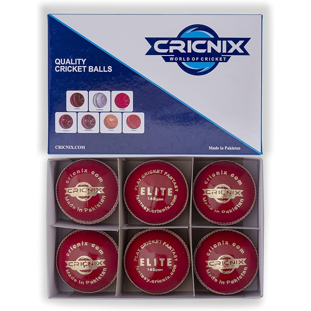 Cricnix Cricket Ball Elite Red Leather 142g (1-Pack/3-Pack/6-Pack) for Women or Juniors Match