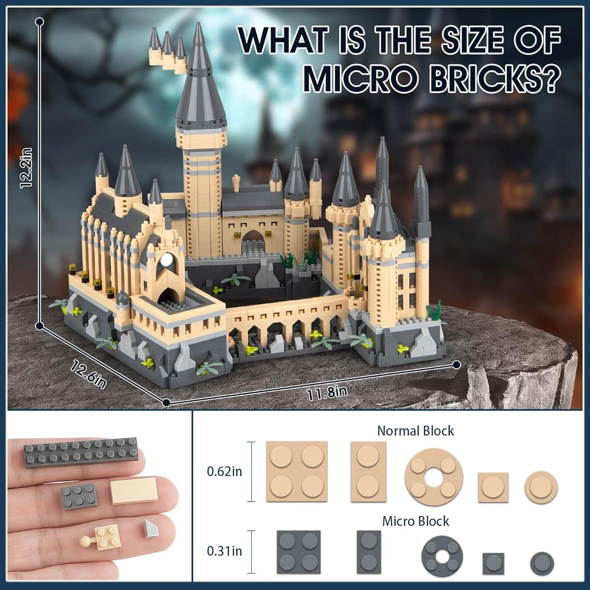 Vziimo Magic Harry Castle Building Set, Creative Architecture Micro Building Blocks Kit, Collectible Harry Model Toys, Gifts for Adults/Kids Ages 14+(2680 Pieces)