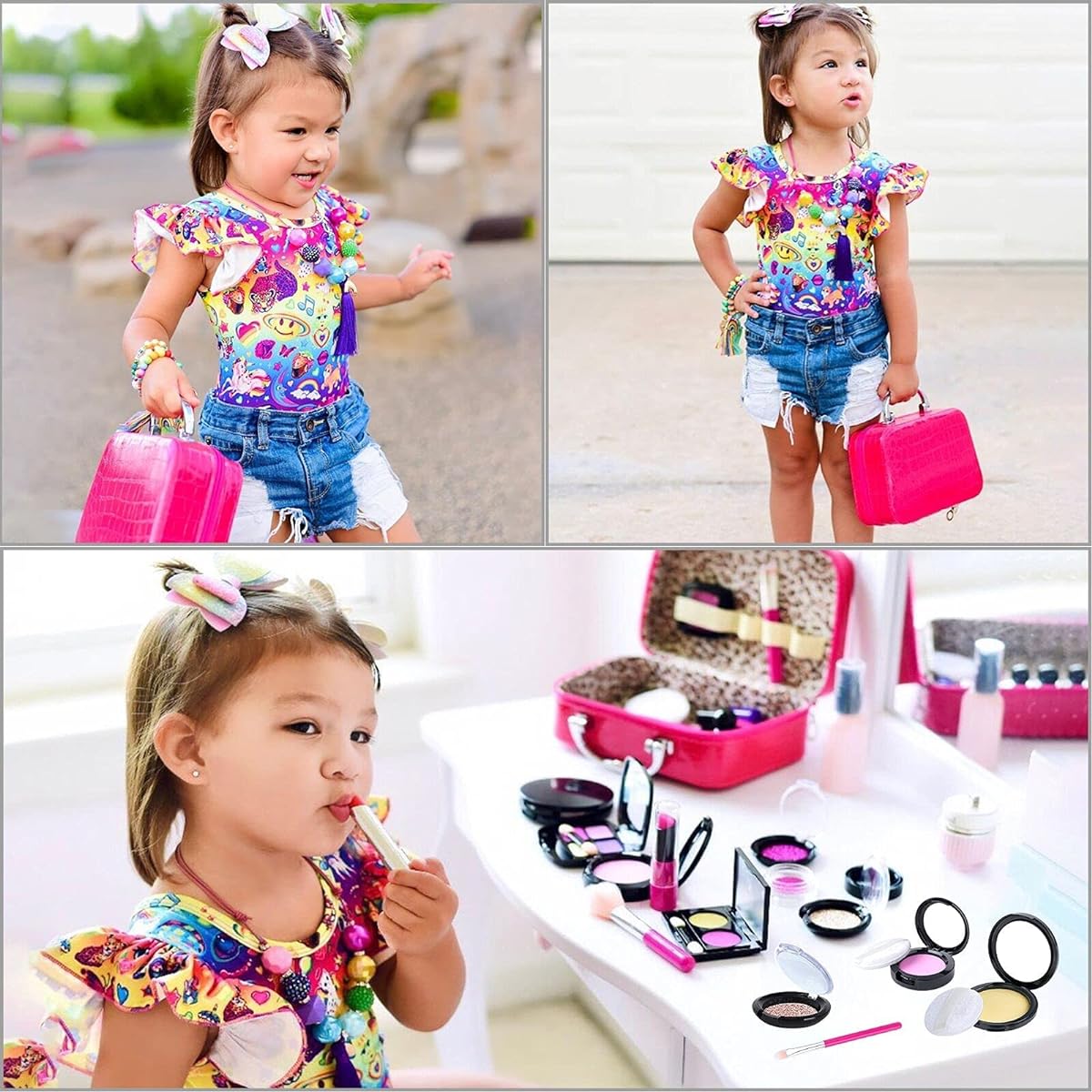Tepsmigo 2 Pack Makeup Kit for Girls Kids Toy Makeup Set for Toddlers Children Birthday Gift (Not Real Makeup)