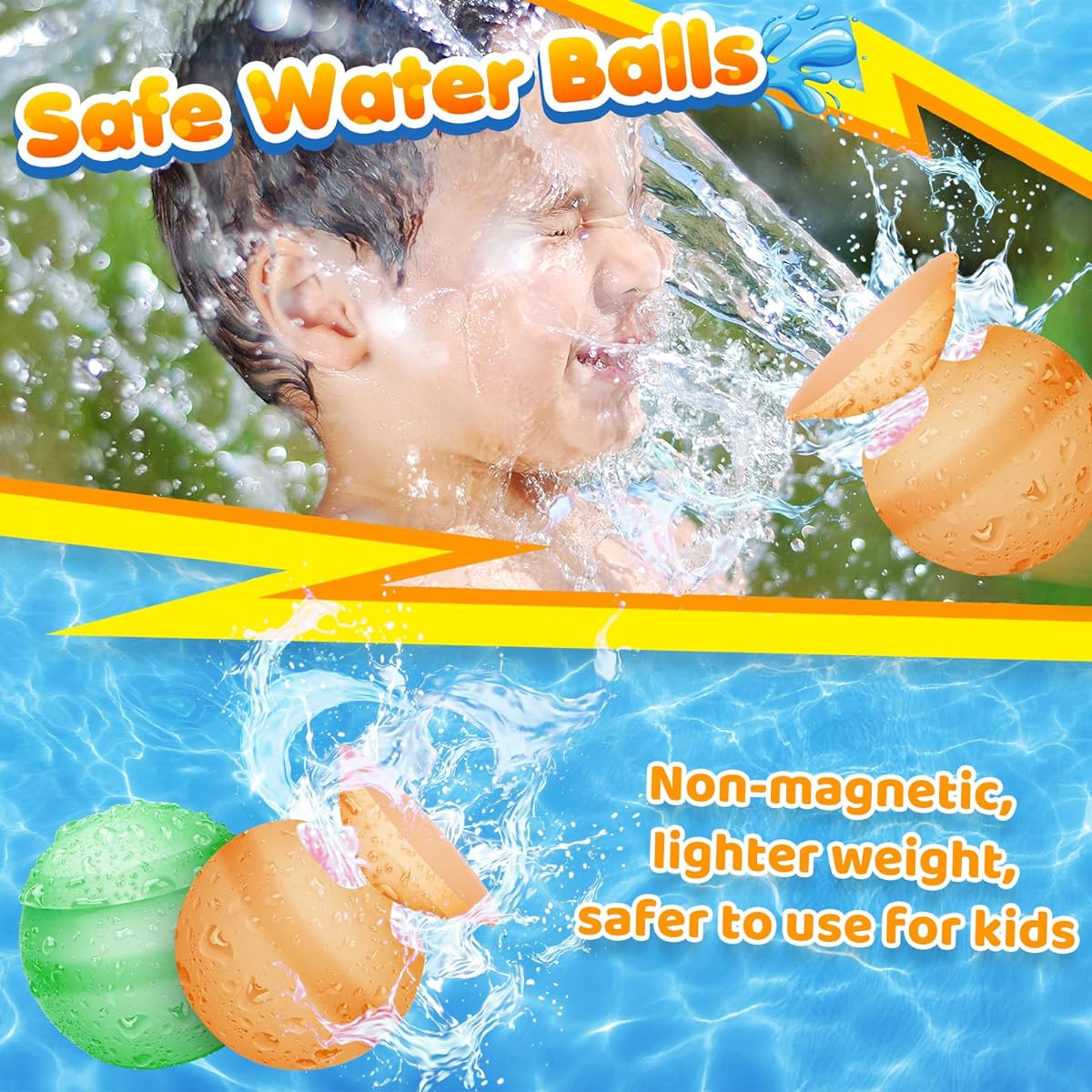 Samtop Water Ball Summer Toys for Boys and Girls Pool Beach Toys Outdoor Activities Water Games Toys Self-Seal Water Splash Balls (Pack of 6)