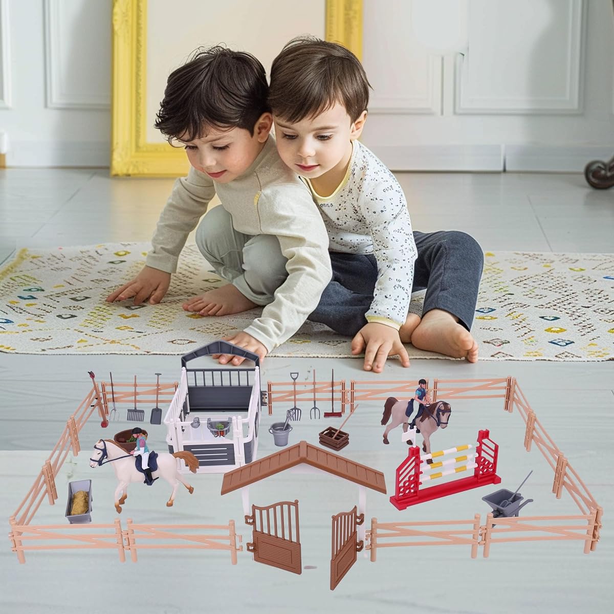 Farm Animal Toys, Horse Stable Figurines, Horse Club Playset, Rider Horse Toy Figures, Animal Toy Set for Boys and Girls Ages 3+