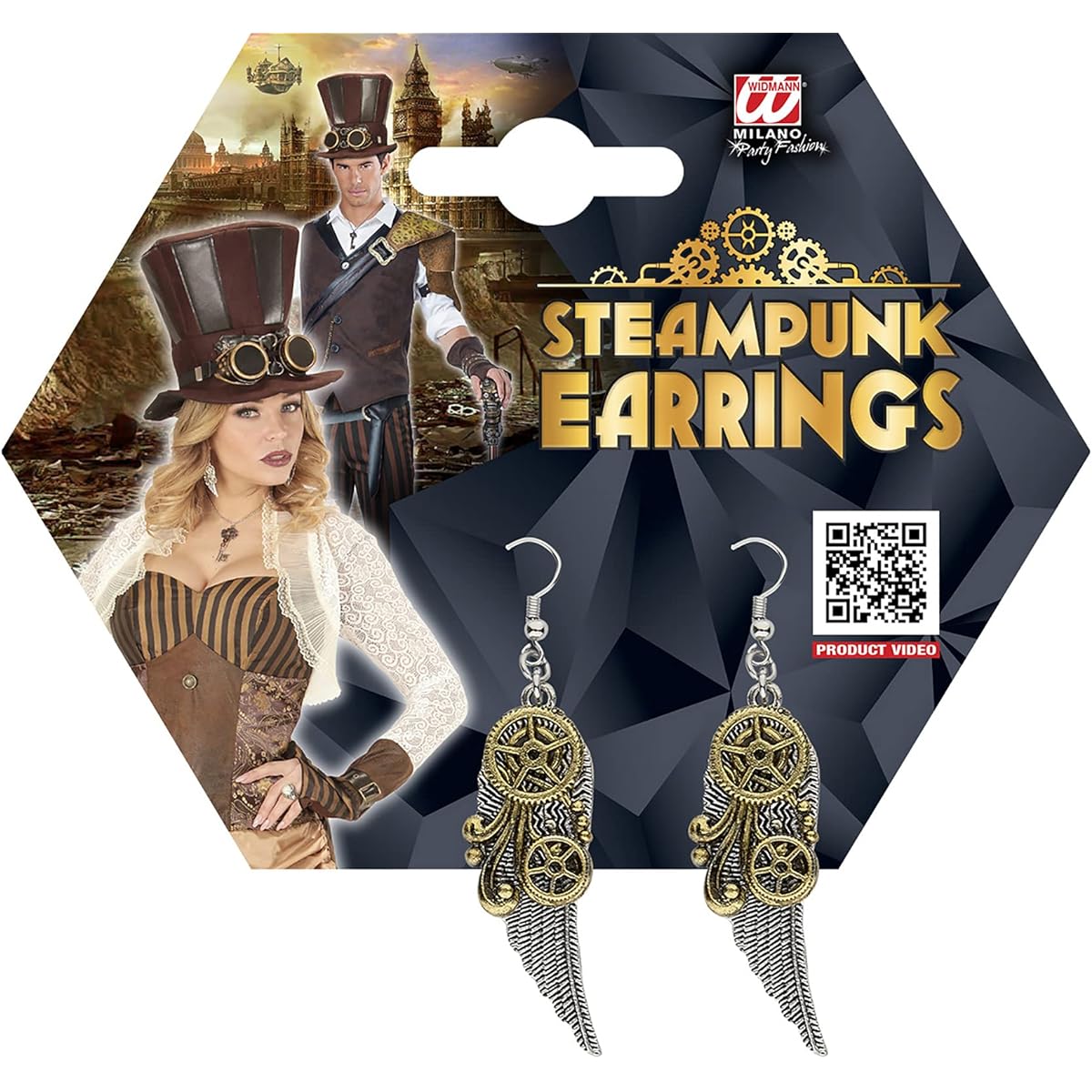 generique steampunk cog feather earrings for adults