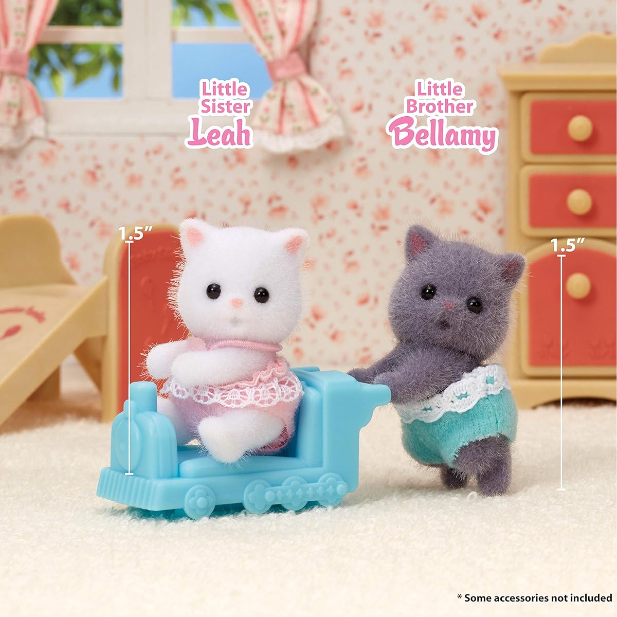 Calico Critters Persian Cat Twins Dolls Dollhouse Figures Collectible Toy Figures & Accessories Included