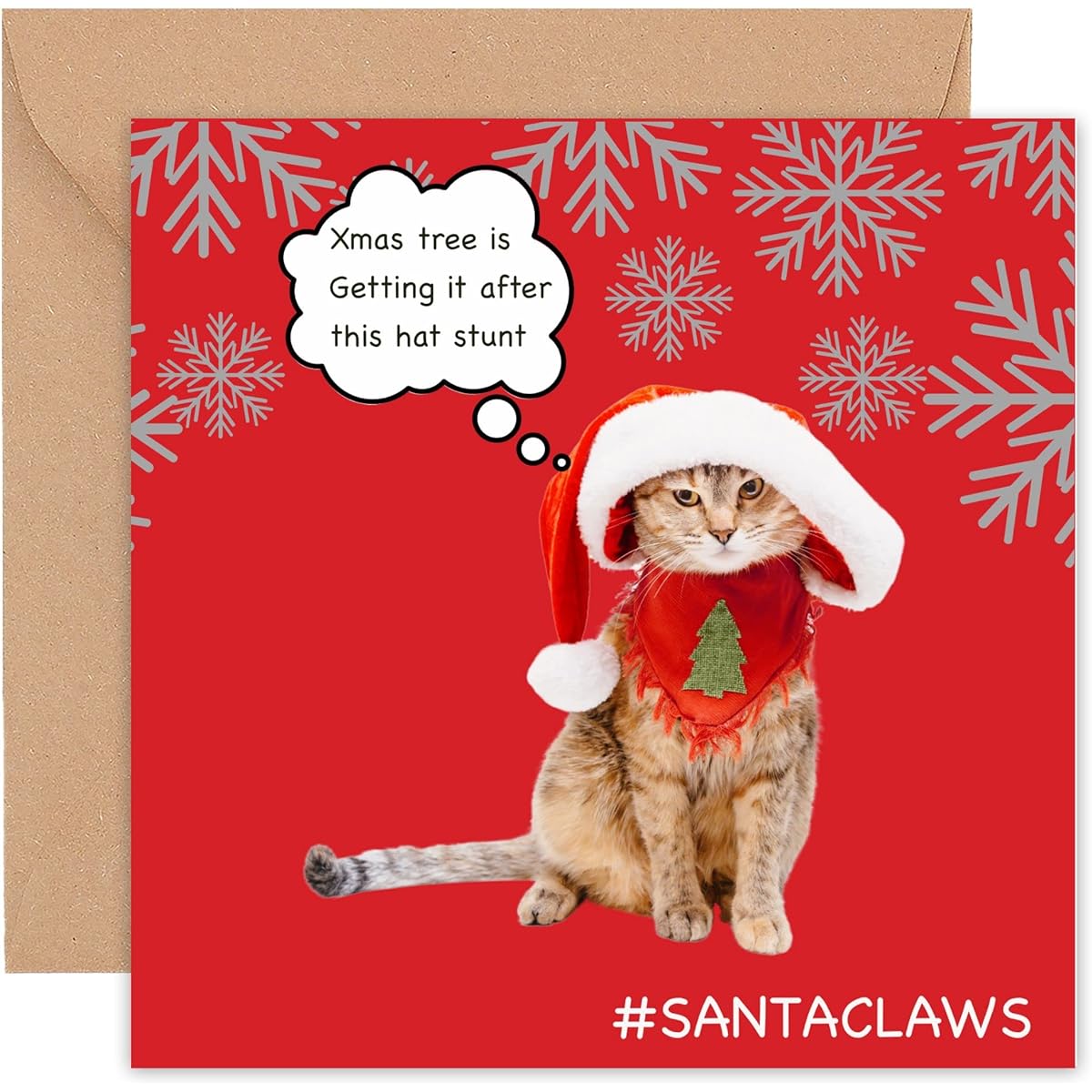 Felbridge Studio - Cat Christmas Card - Funny Humorous Christmas Card for Daughter Son Mother Dad Husband Wife Friend Family Cousin Boyfriend He Him Her Nephew - Handmade Gift Luxury Fancy Ludo - 5.5 Inches