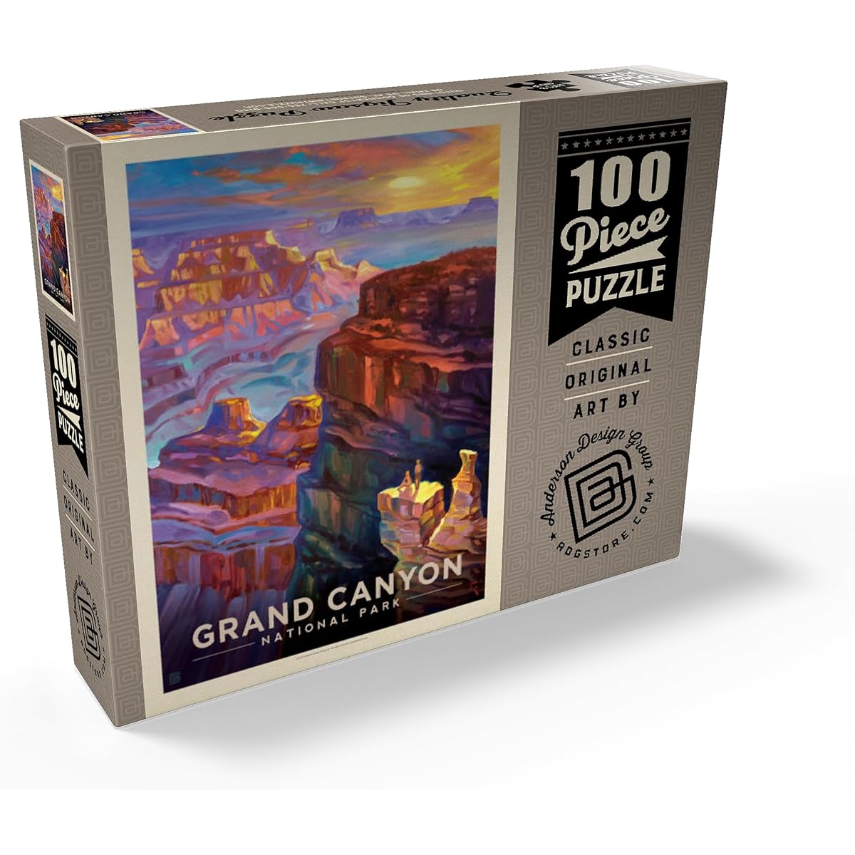 MyPuzzle Grand Canyon National Park: Sunset, Vintage Poster - Premium 100 Piece Jigsaw Puzzle for Adults