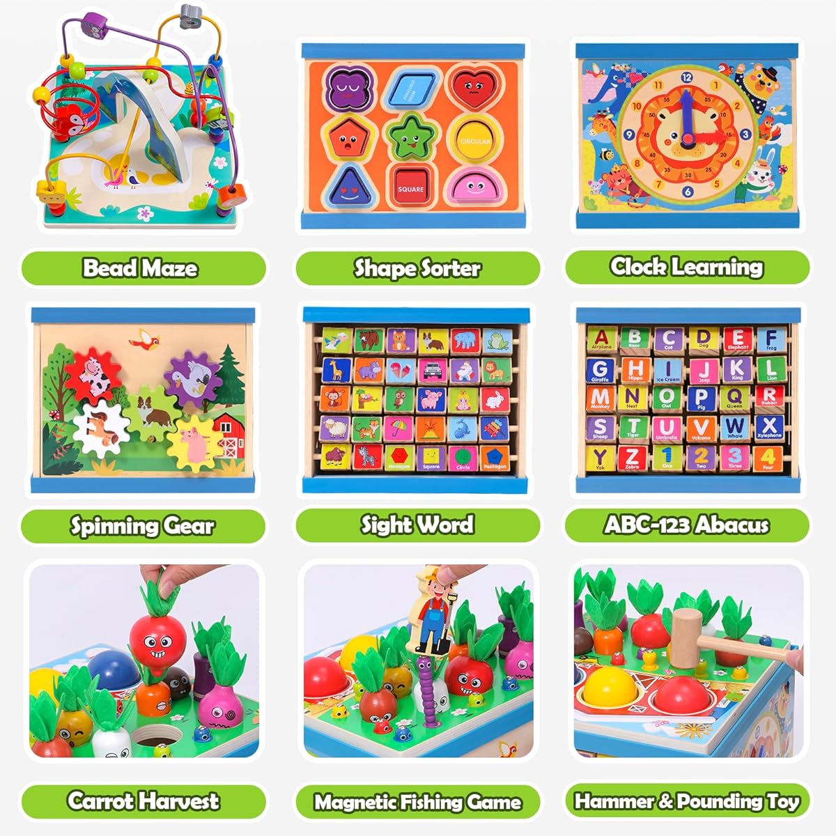 Atoylink XL Wooden Baby Activity Cube