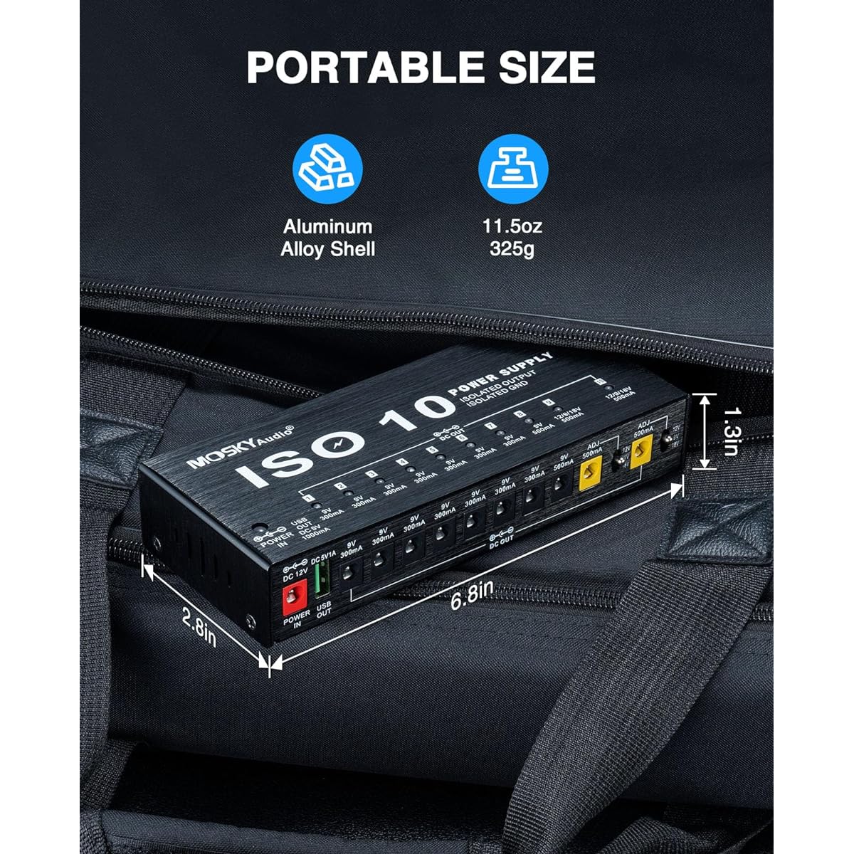 CAMOLA Guitar Power Supply Mosky Guitar Pedal Power Supply 10 Isolated DC Outputs 9V 12V 18V 300mA 500mA Guitar Effect Pedal Short Circuit/Over Current Protection