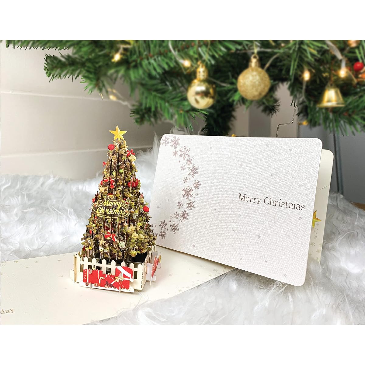 Christmas Tree Pop Up Christmas Cards with Envelope and Message Tag, Christmas Tree Cards for Kids, 3D Pop Up Greeting Cards, Merry Christmas Cards for Holidays, Christmas, New Year (Red Concept)