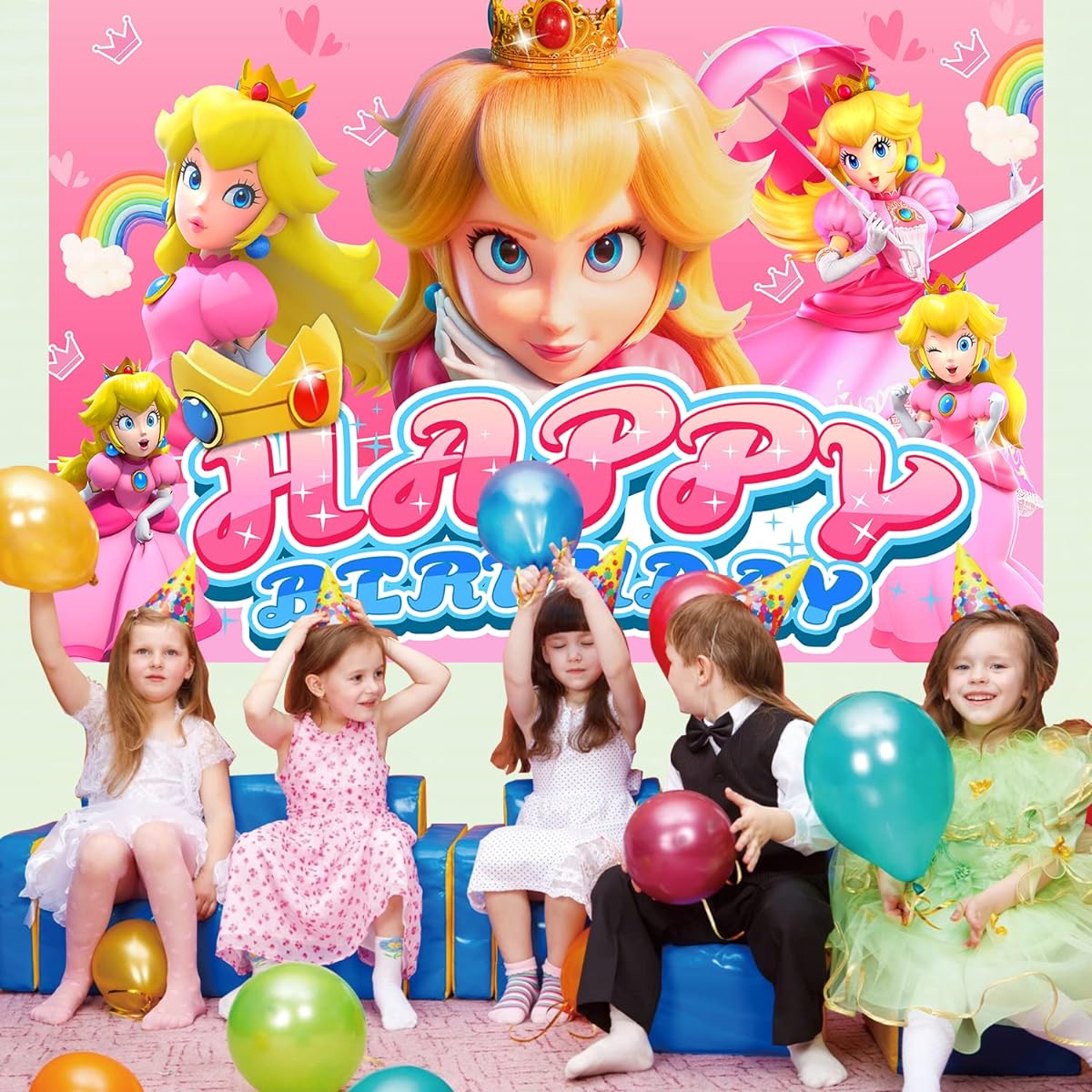 5x3ft Princess Peach Banner Princess Peach Birthday Party Supplies Princess Peach Birthday Banner Princess Peach Birthday Decorations Princess Peach Decorations Birthday Banner