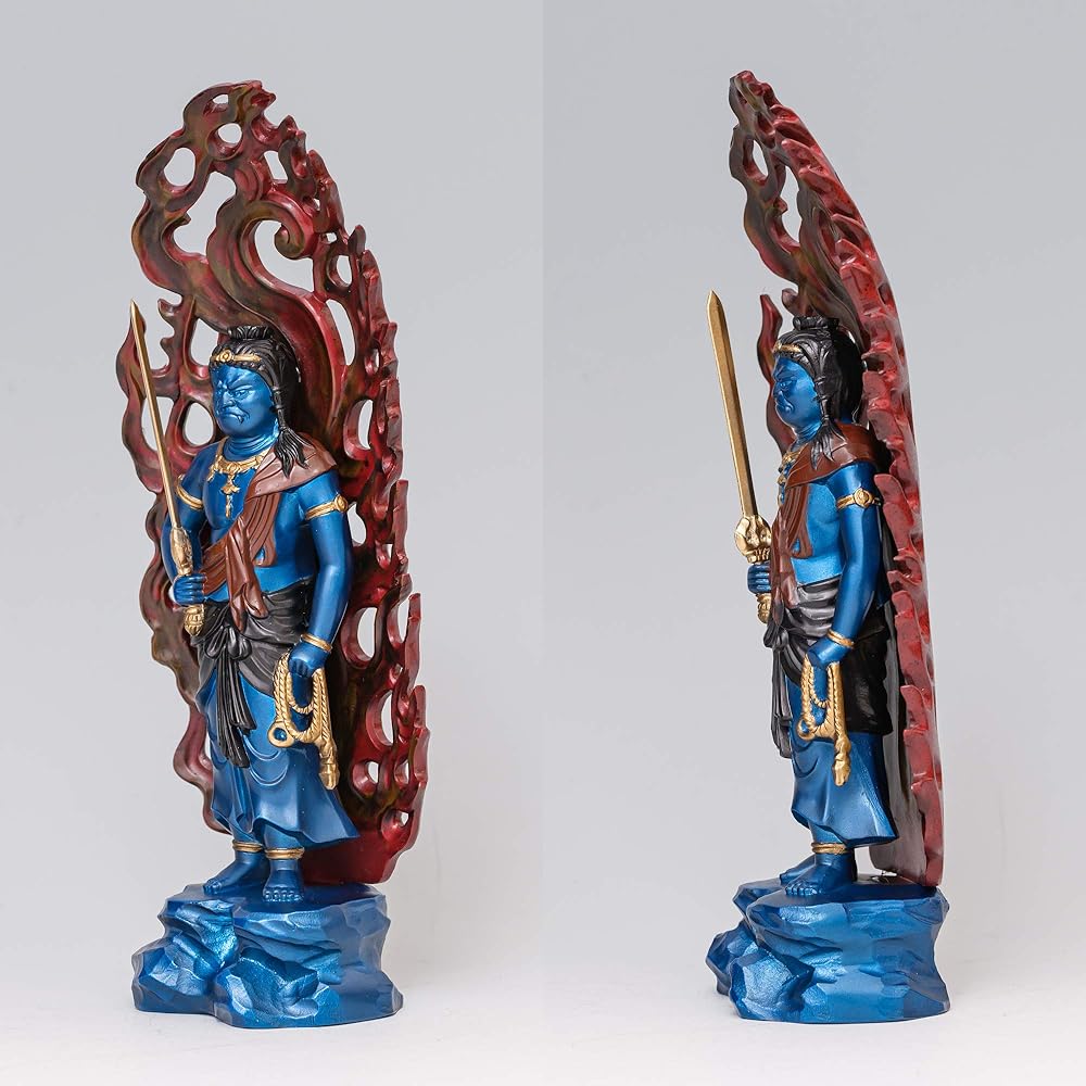 Buddha statue Blue Fudo Myoo 15.5cm (painted finish) Buddhist sculptor: Hideun Makita Original model_ (born in the year of the Rooster) Zodiac guardian main image Takaoka copperware (Fuudou Myouou B)