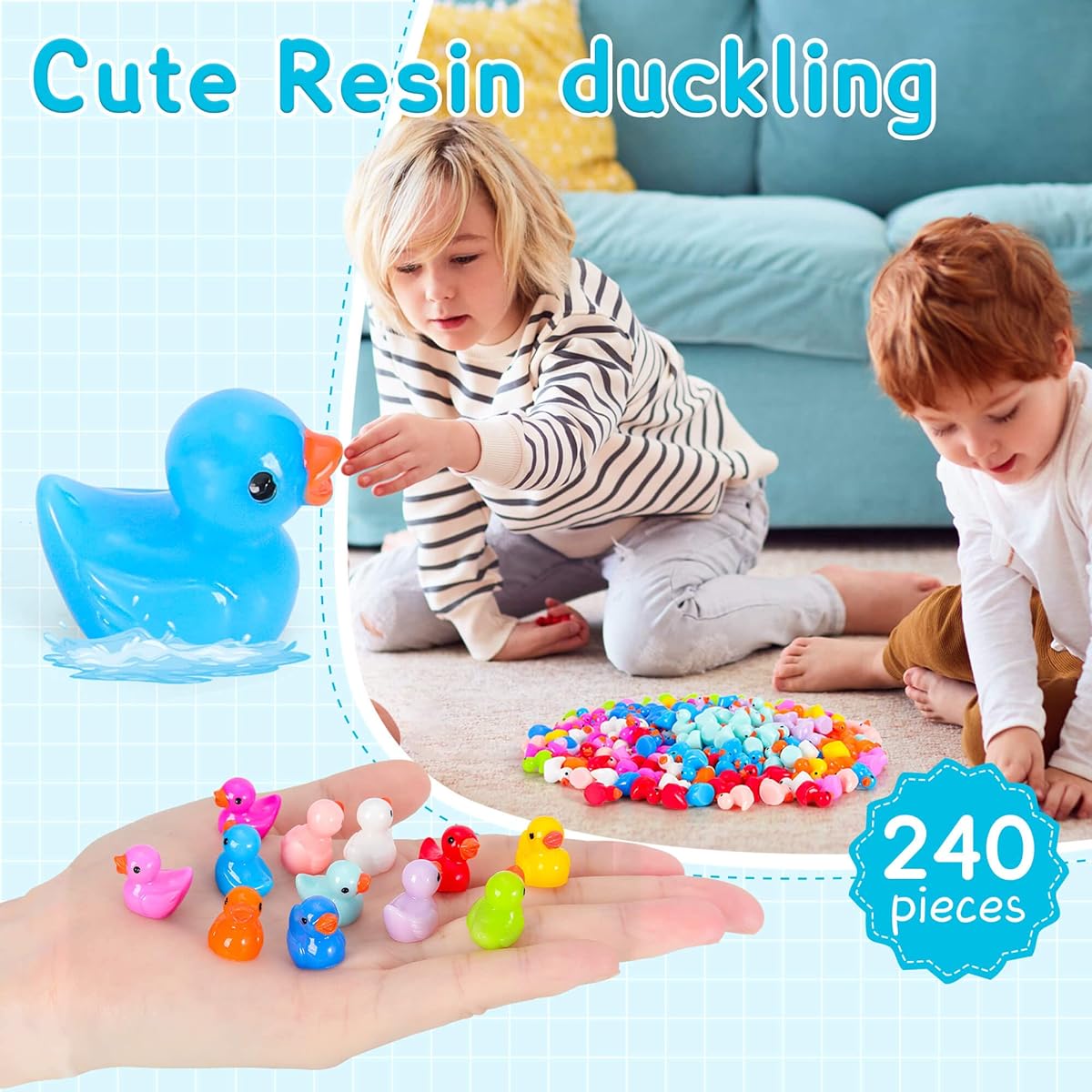 240 Pieces Small Ducks Mini Resin Duck Slime Charm Beads Miniature Duck Figurines Ornaments Potted Plant Decoration