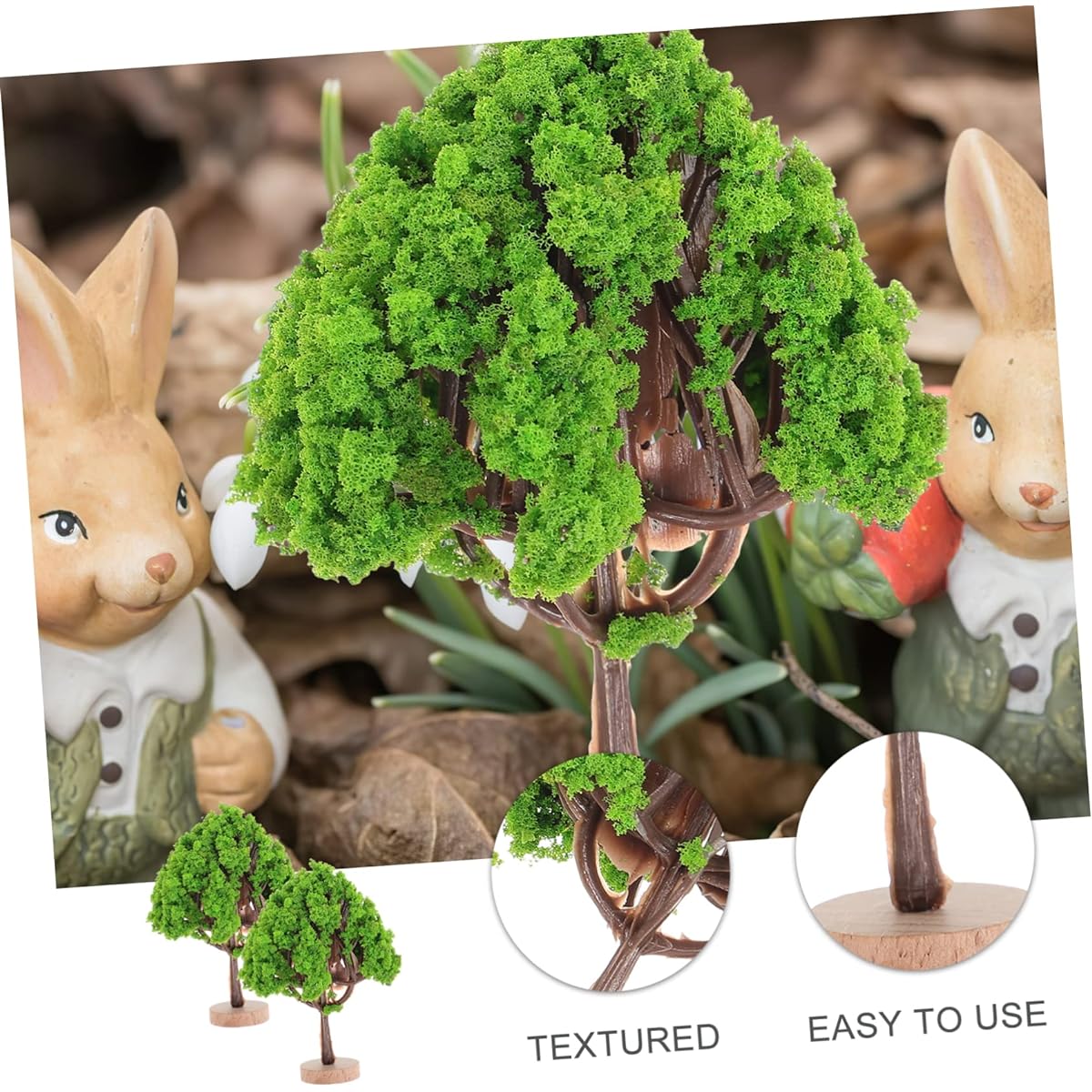 Miniature 2pcs Simulation Landscape Tree Miniature Decoration Train Decoration Miniature Toy Tree Mini Model Tree Miniature Landscape Tree Ob11 Sand Table Material Plastic