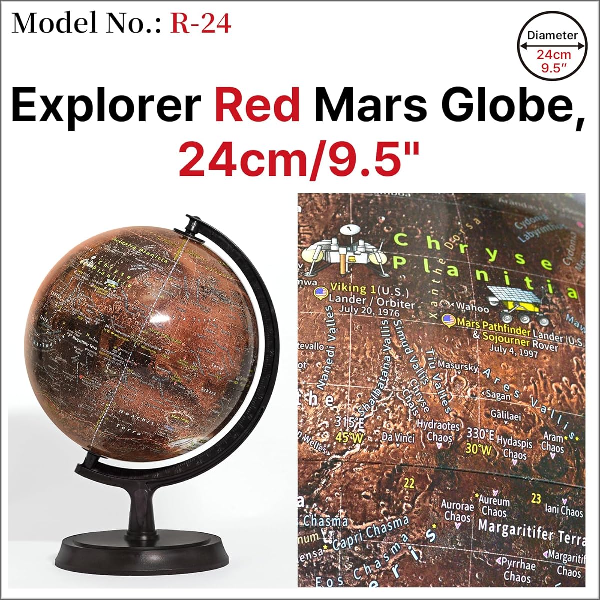 Mapsoft Expolorer Mars Globe 24cm/9.5inch, R-24