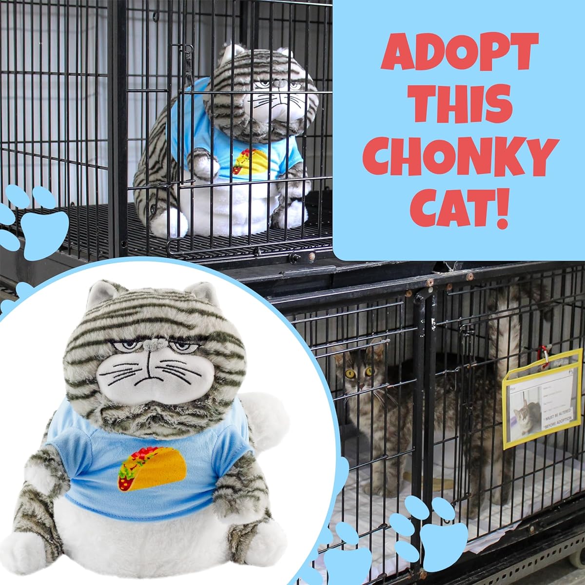Attatoy Chonky Cat Weighted Plush Fat Cat Stuffed Animal Toy