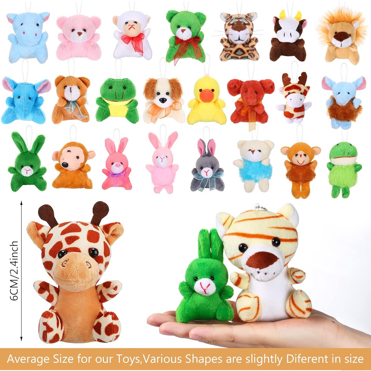 36 Pieces Mini Stuffed Animals Forest Animals Jungle Animals Stuffed Cute Little Elephant Lion Giraffe Tiger Toys Party Gifts Carnival Favors for Kids Animal Theme Party Teacher Student Achievement Award