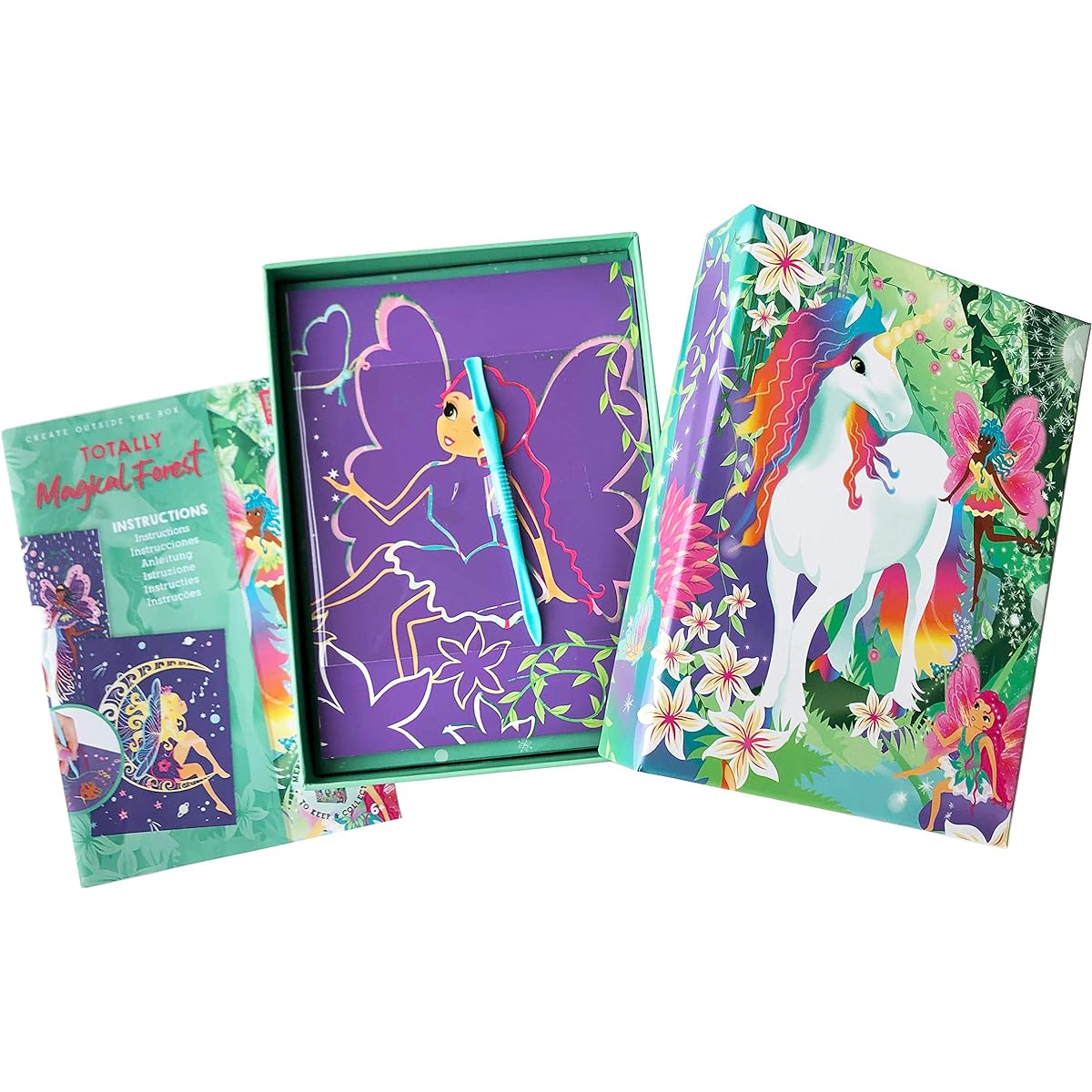 Box Candiy Totally Magical Forest Fairies & Unicorns Scratch Art Set in Commemorative Box