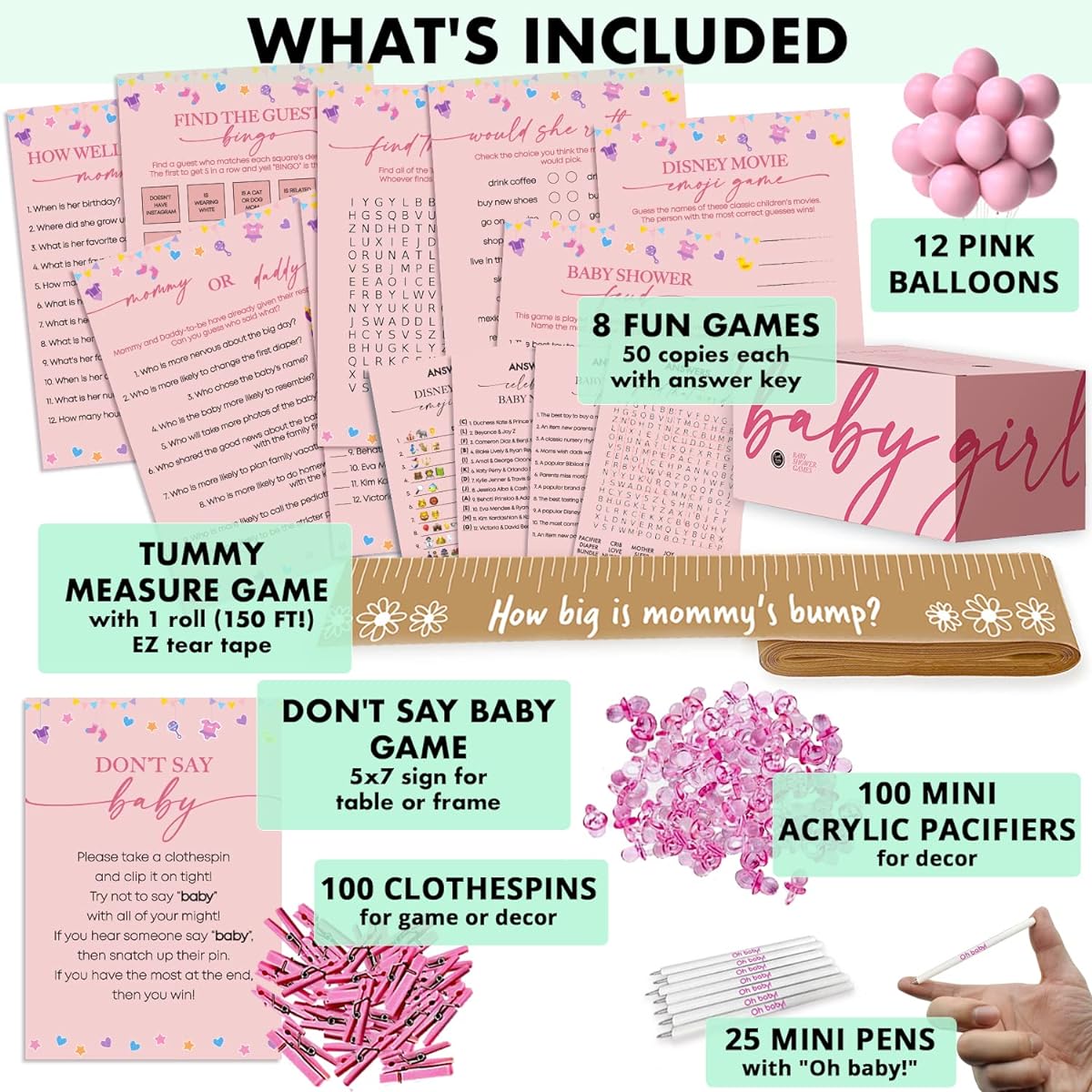 Sweet Baby Co. Baby Gender Reveal Party Supplies for Boy or Girl Baby Shower - Gender Reveal Decorations Kit with Jumbo Black Balloons, Confetti, Banner, OH BABY Balloons, Photo Props, Sash, Garland