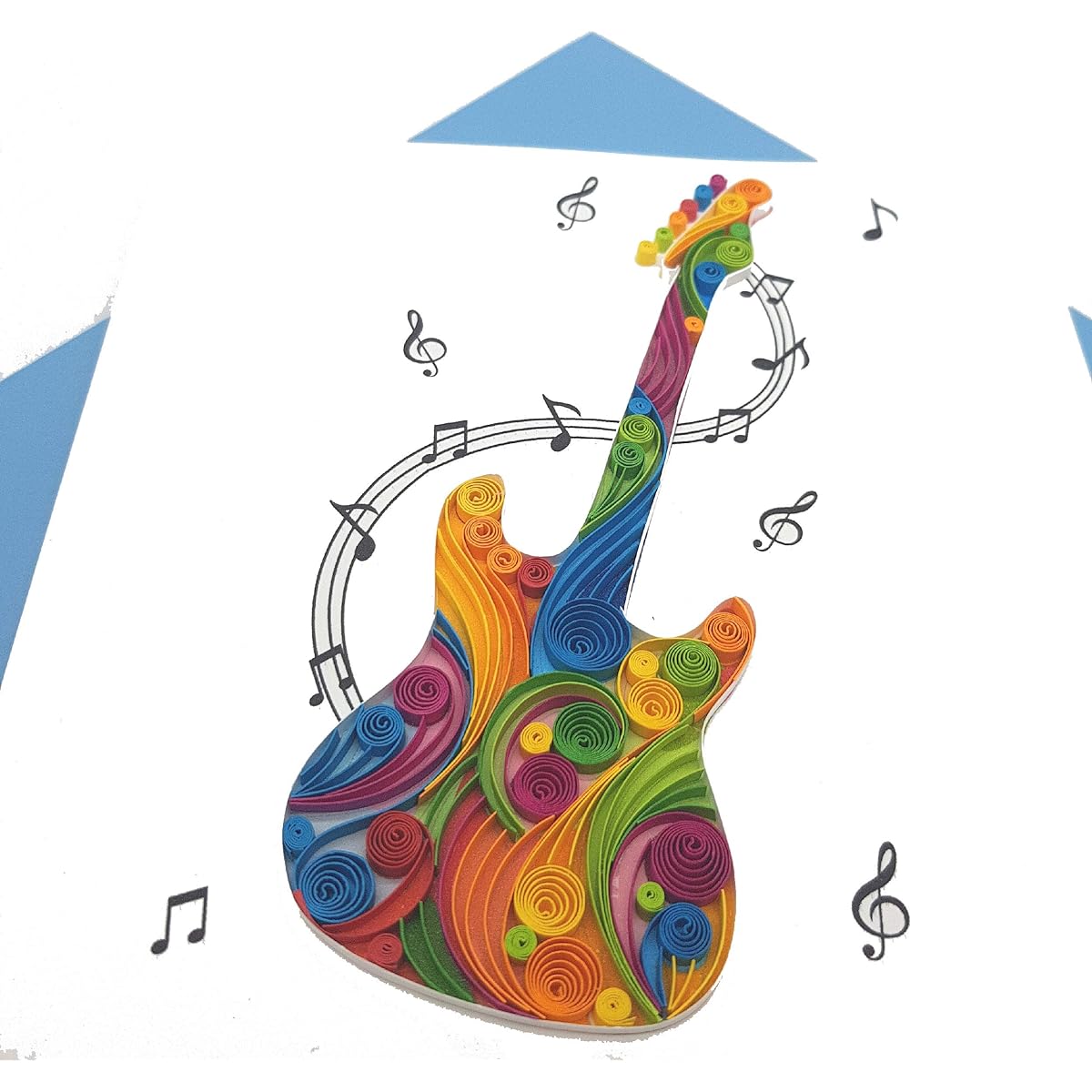 TUMYBee Electric Guitar Greeting Card, Music Note Shape Quilling Card, 3D Quilting Card, Birthday, Celebration, Thank You, Father's Day, Love, Friend, Mom, Design Gift with Envelope (Music)