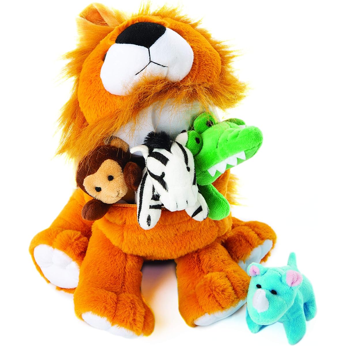 Stuffed Animals Large Animal Carrier 4 Mini Stuffed Animal Sound Toy | Stuffed Animal Toy Baby Gift | Toddler Gift Lion Carrier With Animals AH8