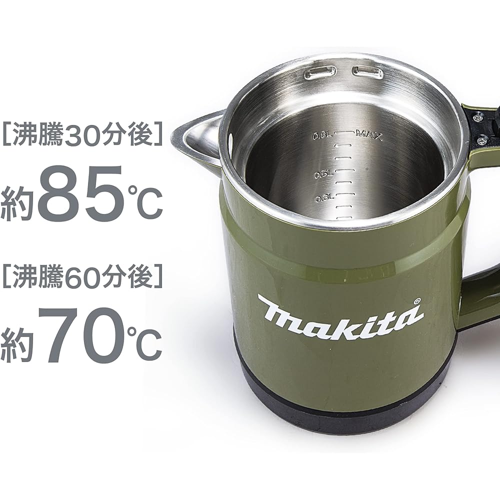 Makita Rechargeable Kettle (Olive) 40Vmax Battery/Charger Sold Separately KT001GZO
