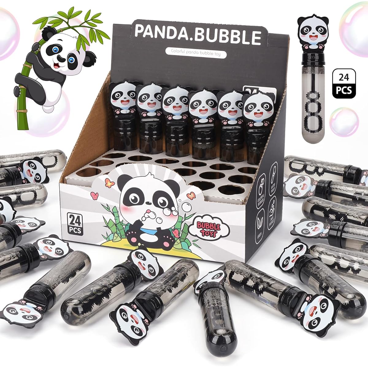 Panda Party Favors Panda Bubble Wands for Kids Panda Bubble Blowing Toy Gift Goodie Bag Stuffers 24 Pieces