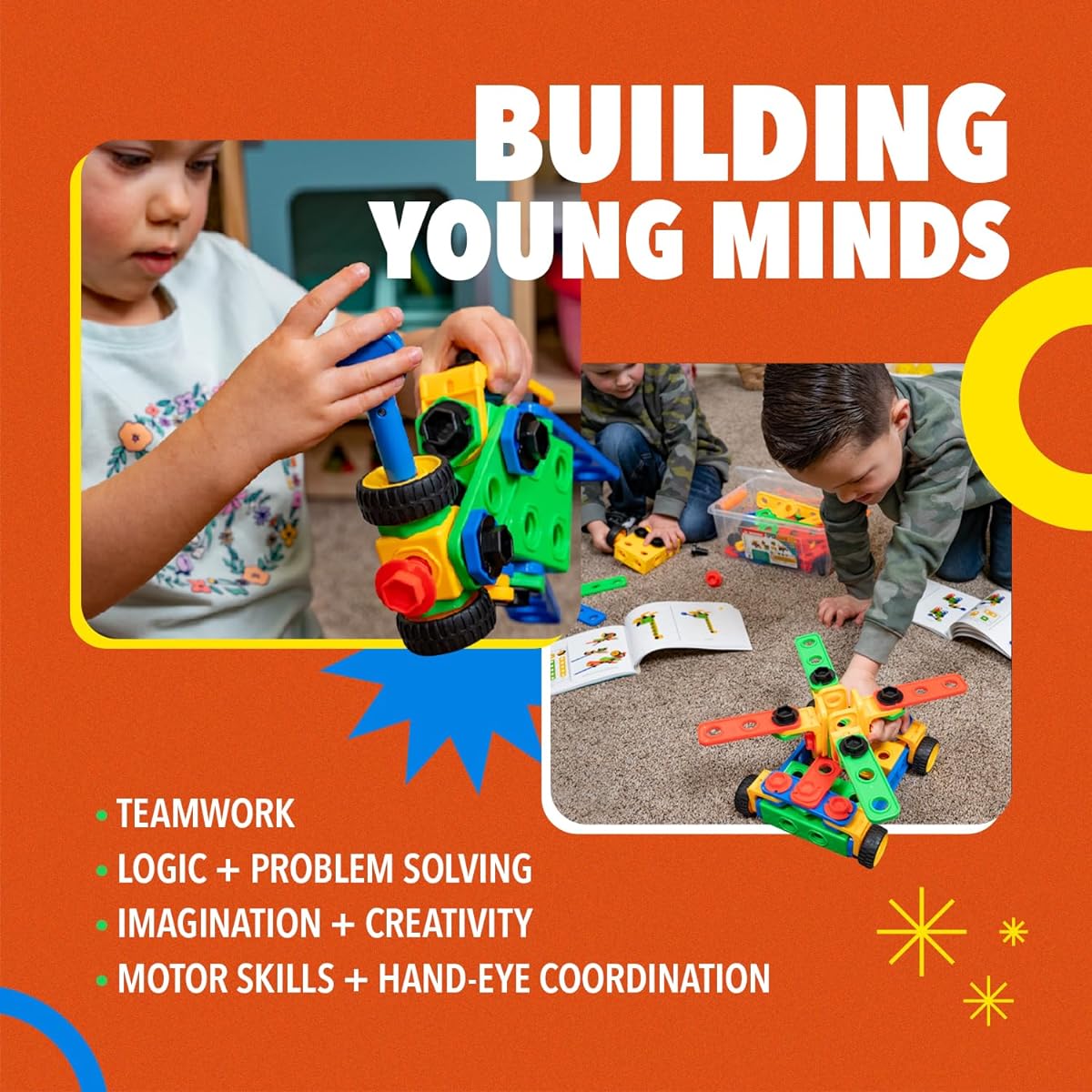 ETI Toys | STEM Learning | Original 101 Piece Educational Construction Engineering Building Blocks Set for 3, 4 and 5+ Year Old Boys & Girls | Creative Fun Kit | Best Toy Gift for Kids Ages 3yr – 6yr