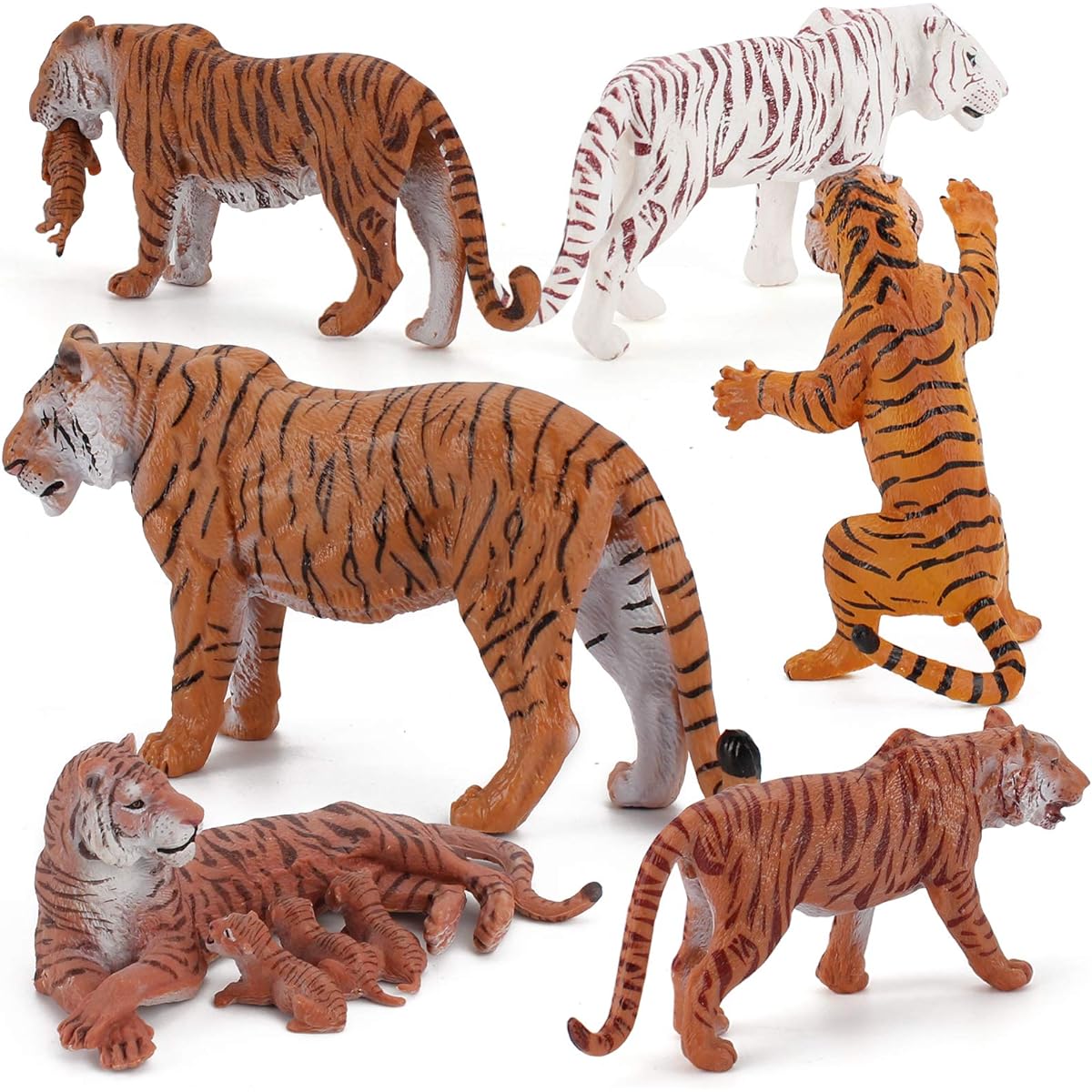 Realistic Wild Animal Figures Tiger Model Figures Party Favors Cake Toppers School Projects Desktop Decoration Cognitive Toys for 5 Years Old 6 Years Old 7 Years Old 8 Years Old Boys Girls Kids Set of 6