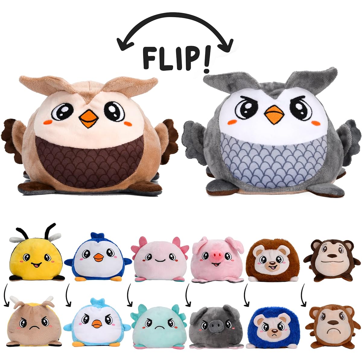 Pig Reversible Octopus Plush Toy Pet Simulator X Cat Plush Toy Totoro Mash Animal Reversible Emotional Plush Toys Unsettling Unicorn Rainbow Plush Toys for Girls Teens Axolotl Turtle Muffy Angry Best Gifts 2023